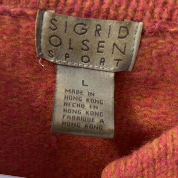 Sigrid Olsen Sport Women's Knitted Cardigan Sweater Multi Patchwork-large - Picture 2 of 5